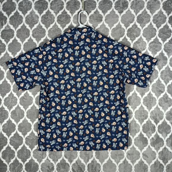 Star Wars Shirt Mens Large Blue Pocket Button Up Short Sleeve Handmade OOAK - Picture 3 of 7